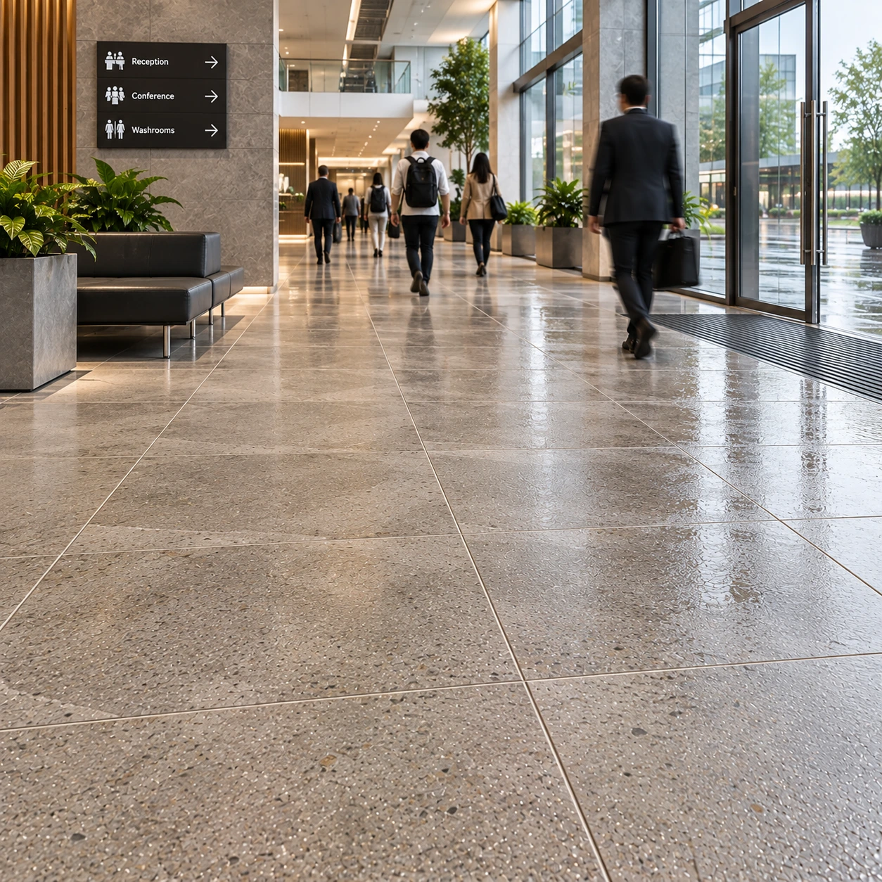 High-Traffic Public Areas Where Moisture Is Possible